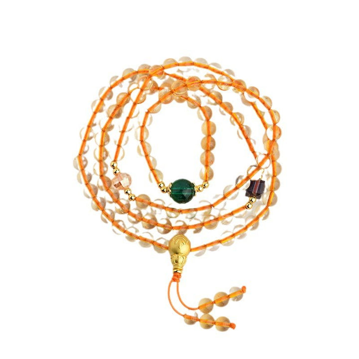 Buddha Stones 108 Mala kralen Citrien Armband - image 8