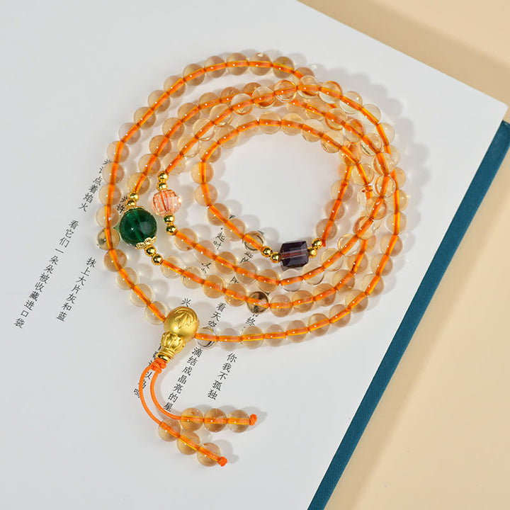 Buddha Stones 108 Mala kralen Citrien Armband - image 1