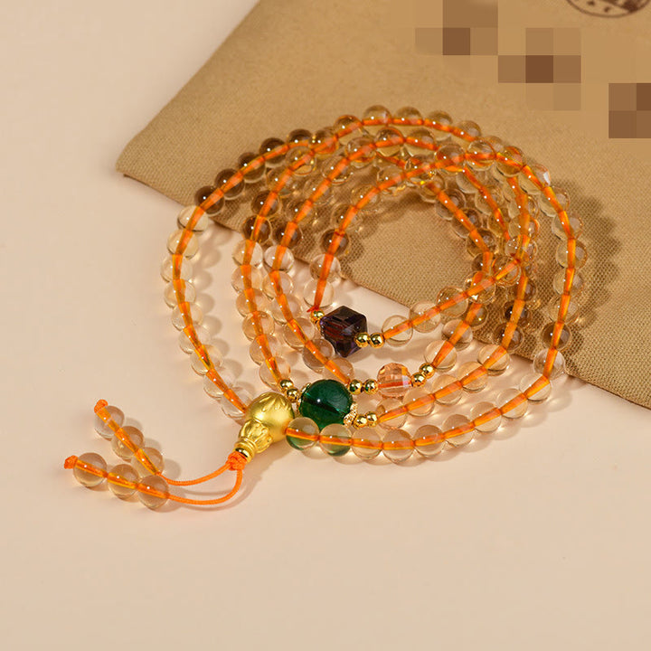 Buddha Stones 108 Mala kralen Citrien Armband - Citrien (Polsomtrek: 14-16 cm) - image 0