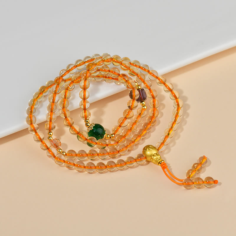 Buddha Stones 108 Mala kralen Citrien Armband - image 4