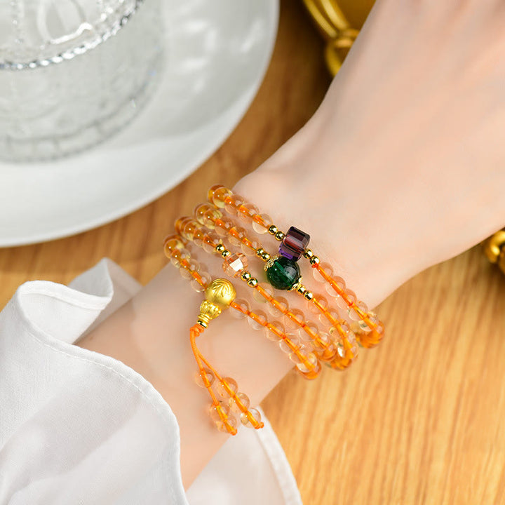 Buddha Stones 108 Mala kralen Citrien Armband - image 3