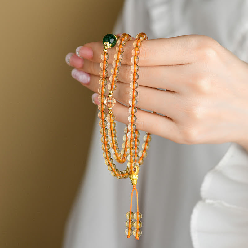 Buddha Stones 108 Mala kralen Citrien Armband - image 6