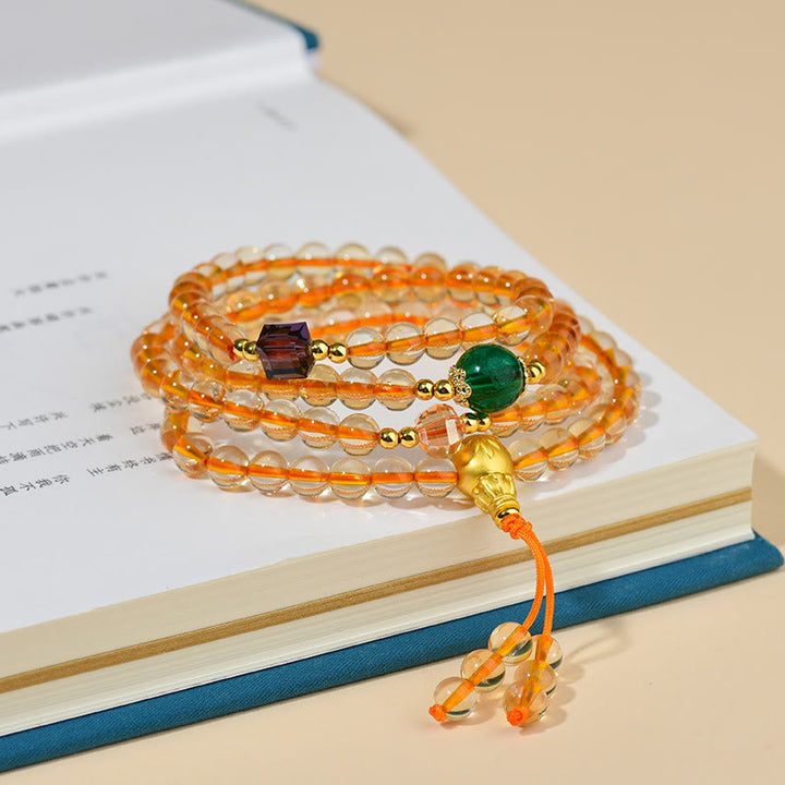 Buddha Stones 108 Mala kralen Citrien Armband - image 2