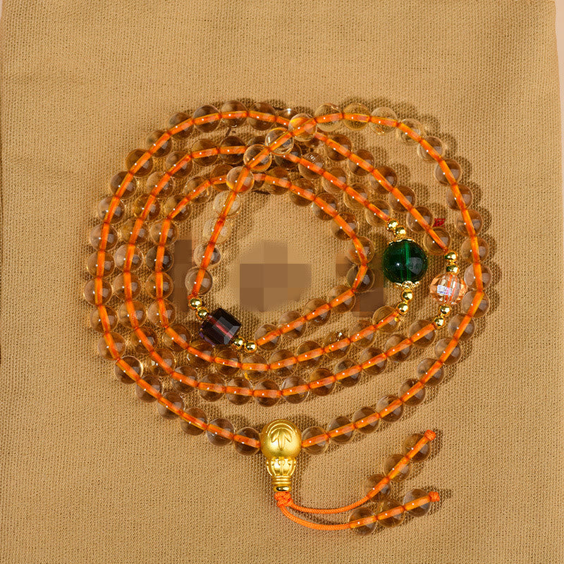 Buddha Stones 108 Mala kralen Citrien Armband - image 7