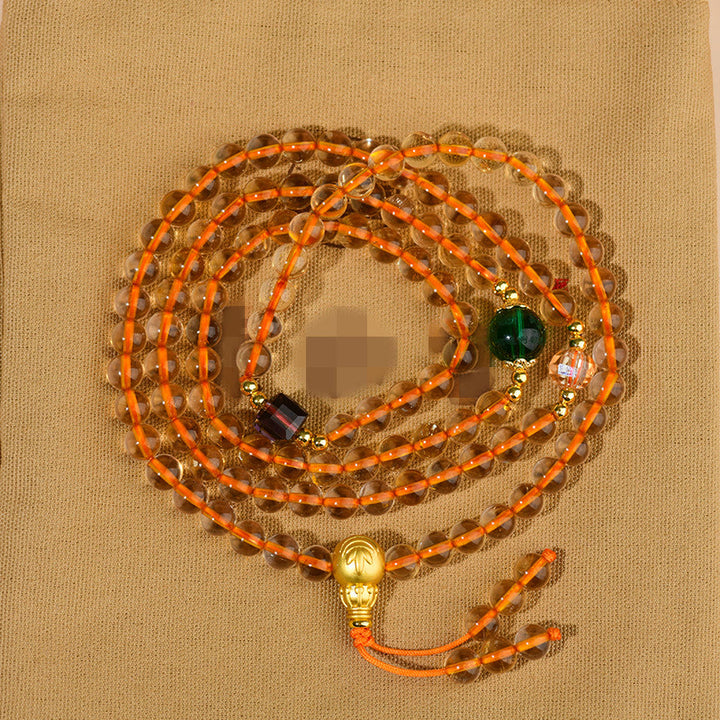 Buddha Stones 108 Mala kralen Citrien Armband - image 7