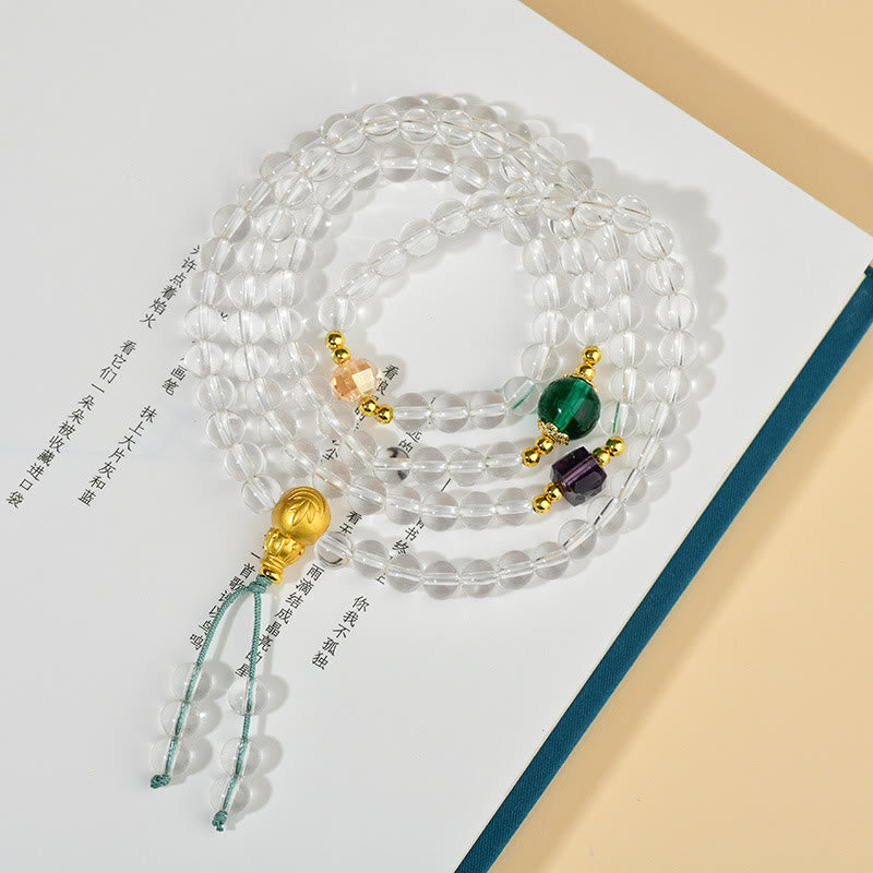 Buddha Stones Armband met 108 Mala kralen van wit kristal. - image 3