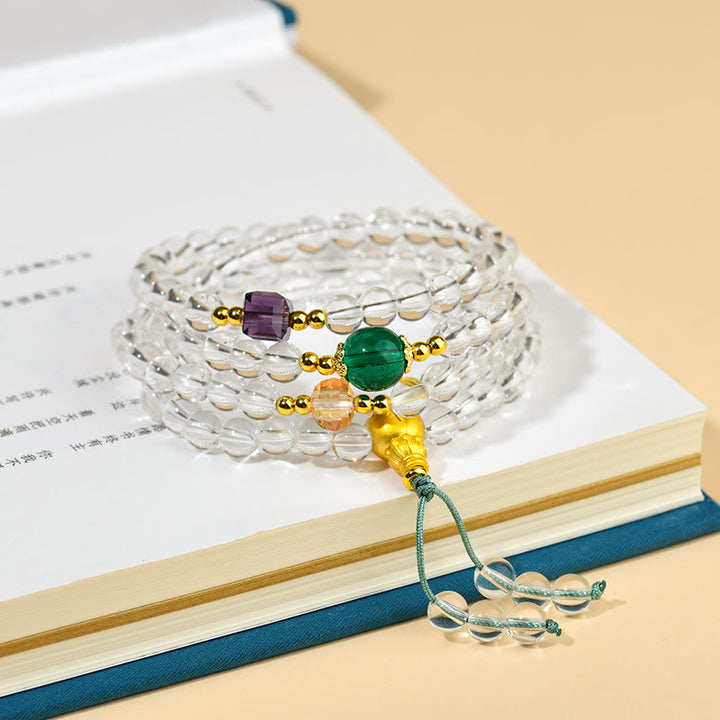 Buddha Stones Armband met 108 Mala kralen van wit kristal. - image 1