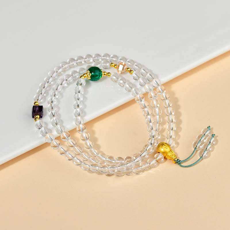 Buddha Stones Armband met 108 Mala kralen van wit kristal. - image 2