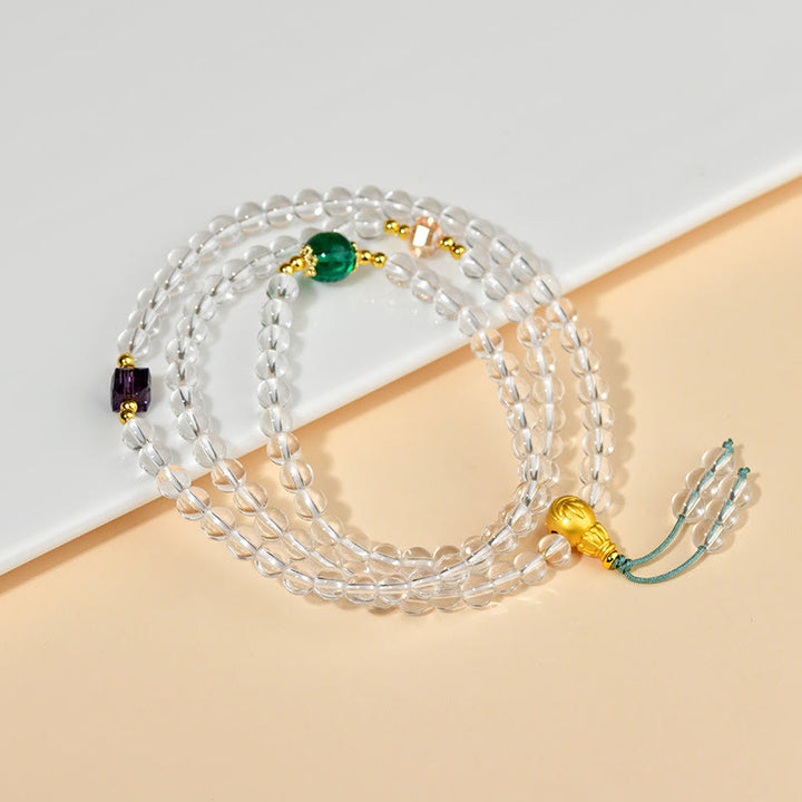 Buddha Stones Armband met 108 Mala kralen van wit kristal. - image 2