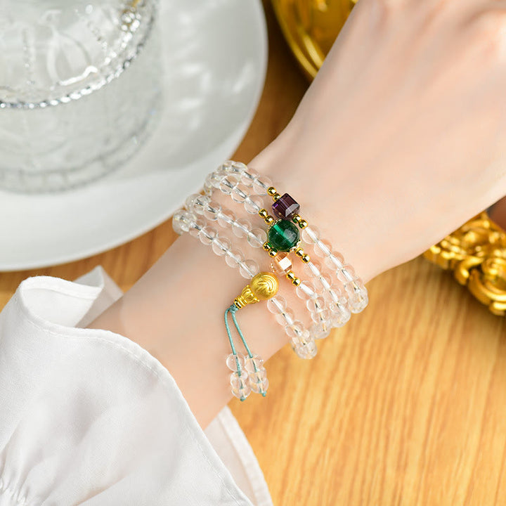 Buddha Stones Armband met 108 Mala kralen van wit kristal. - image 6