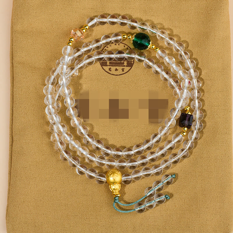 Buddha Stones Armband met 108 Mala kralen van wit kristal. - image 7