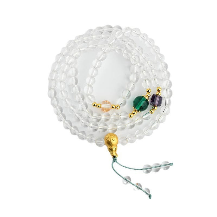 Buddha Stones Armband met 108 Mala kralen van wit kristal. - image 8