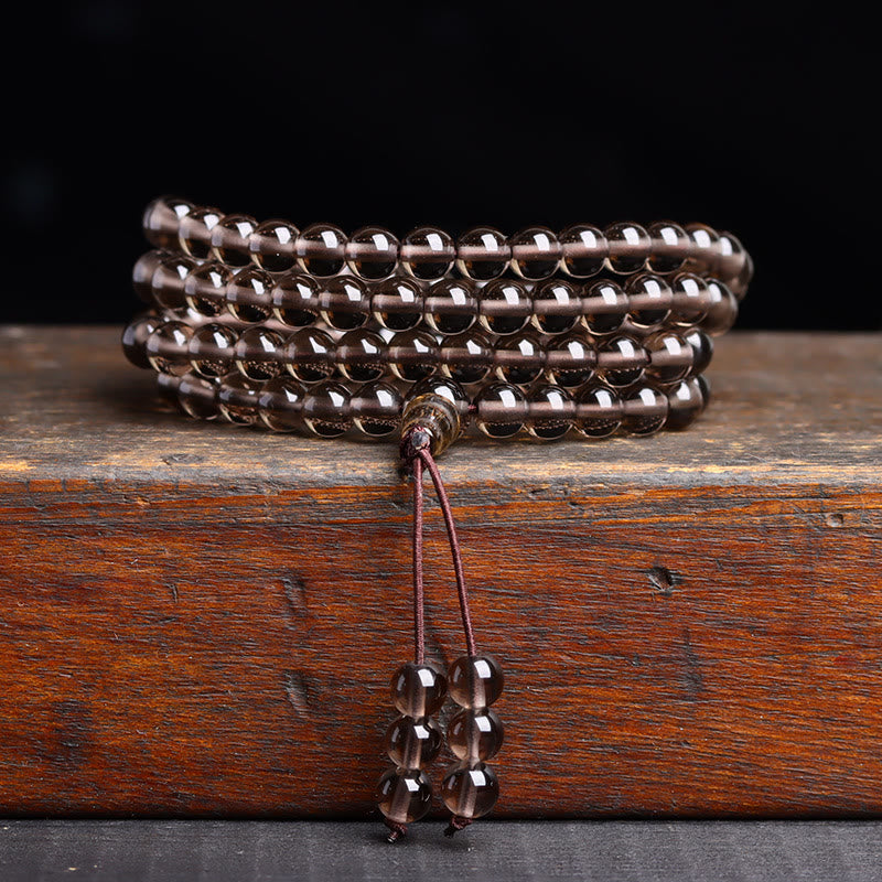 Buddha Stones 108 Mala kralen Zwarte obsidiaan ijs Obsidiaan Armband - IJs Obsidiaan (Polsomtrek: 14-16 cm) - 6mm - image 10