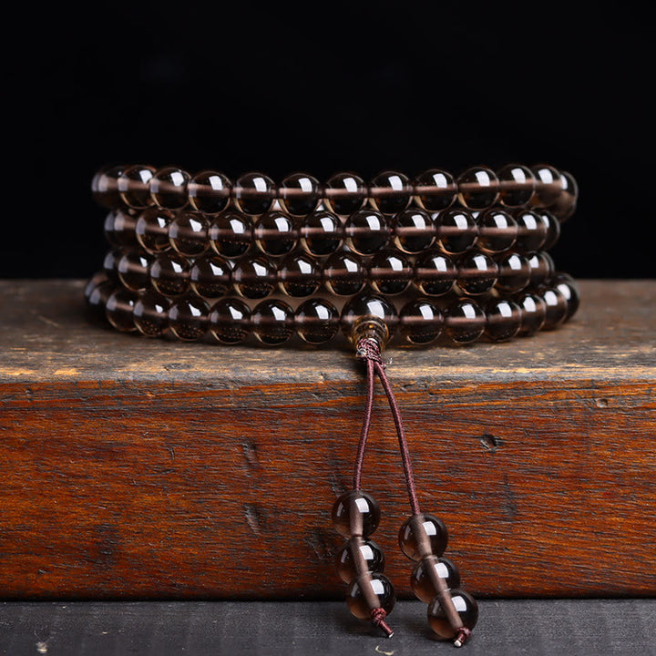 Buddha Stones 108 Mala kralen Zwarte obsidiaan ijs Obsidiaan Armband - Dubbele ogen ijsobsidiaan (Polsomtrek: 14-16 cm) - 6mm - image 12