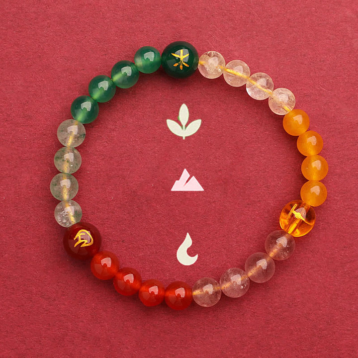 Buddha Stones Vijf Elementen Diverse Agaat Kristal Groene Aardbeikwarts Zonnesteen Armband - image 3