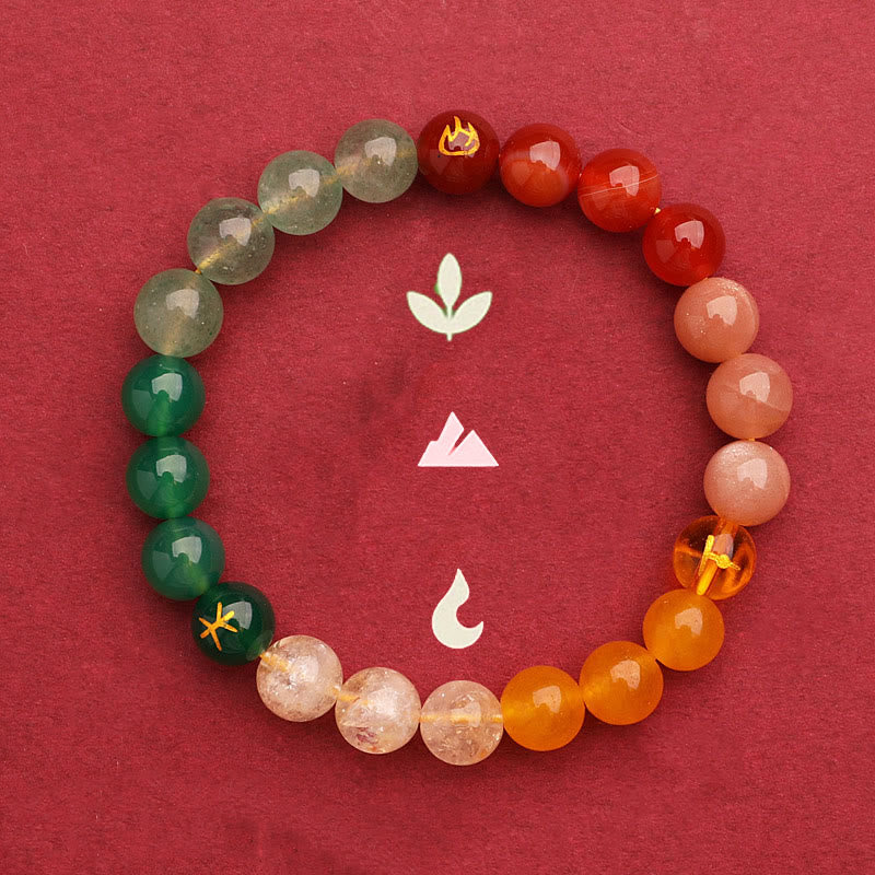 Buddha Stones Vijf Elementen Diverse Agaat Kristal Groene Aardbeikwarts Zonnesteen Armband - image 11