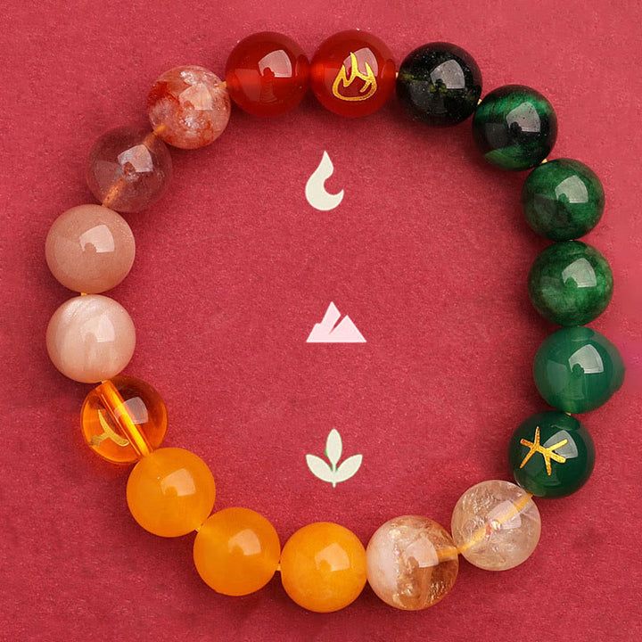 Buddha Stones Vijf Elementen Diverse Agaat Kristal Groene Aardbeikwarts Zonnesteen Armband - image 13