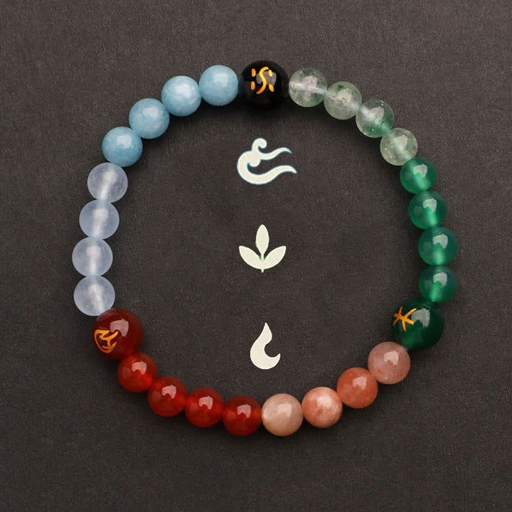 Buddha Stones Vijf Elementen Diverse Agaat Kristal Groene Aardbeikwarts Zonnesteen Armband - image 35