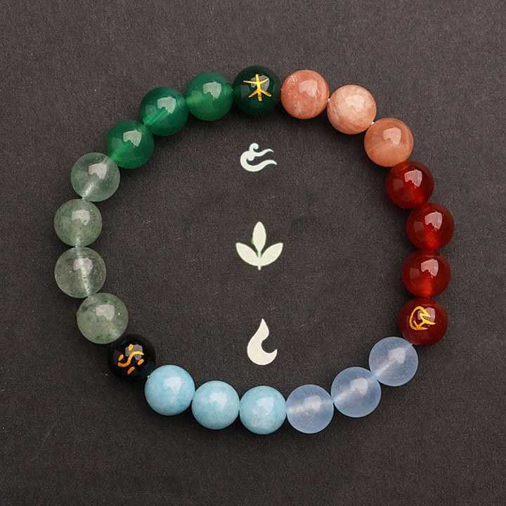 Buddha Stones Vijf Elementen Diverse Agaat Kristal Groene Aardbeikwarts Zonnesteen Armband - image 37