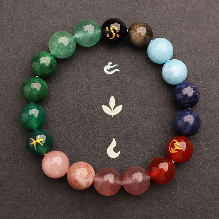 Buddha Stones Vijf Elementen Diverse Agaat Kristal Groene Aardbeikwarts Zonnesteen Armband - image 39