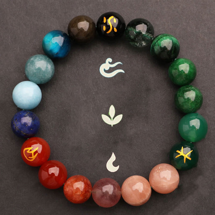 Buddha Stones Vijf Elementen Diverse Agaat Kristal Groene Aardbeikwarts Zonnesteen Armband - image 42