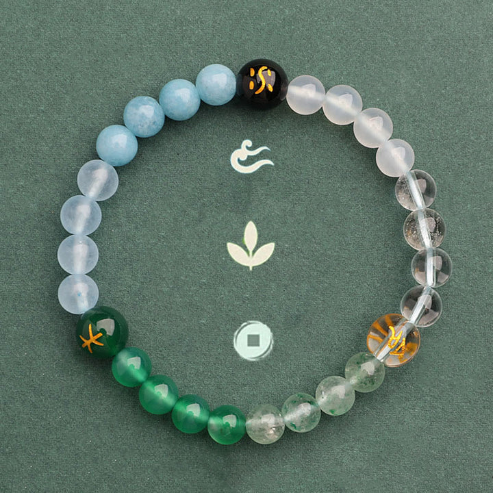 Buddha Stones Vijf Elementen Diverse Agaat Kristal Groene Aardbeikwarts Zonnesteen Armband - image 44