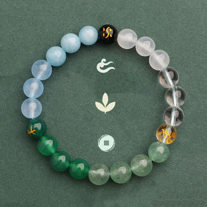 Buddha Stones Vijf Elementen Diverse Agaat Kristal Groene Aardbeikwarts Zonnesteen Armband - image 47