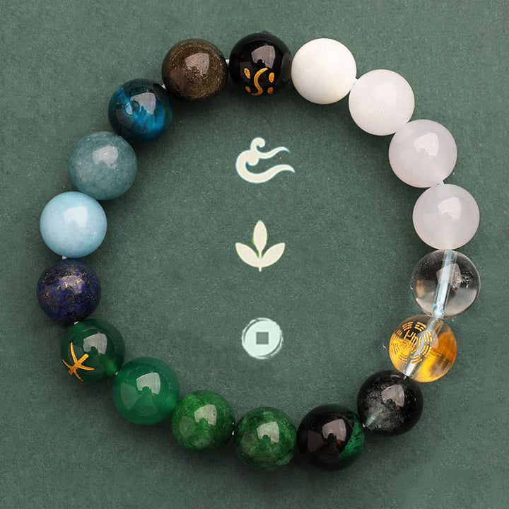 Buddha Stones Vijf Elementen Diverse Agaat Kristal Groene Aardbeikwarts Zonnesteen Armband - image 51