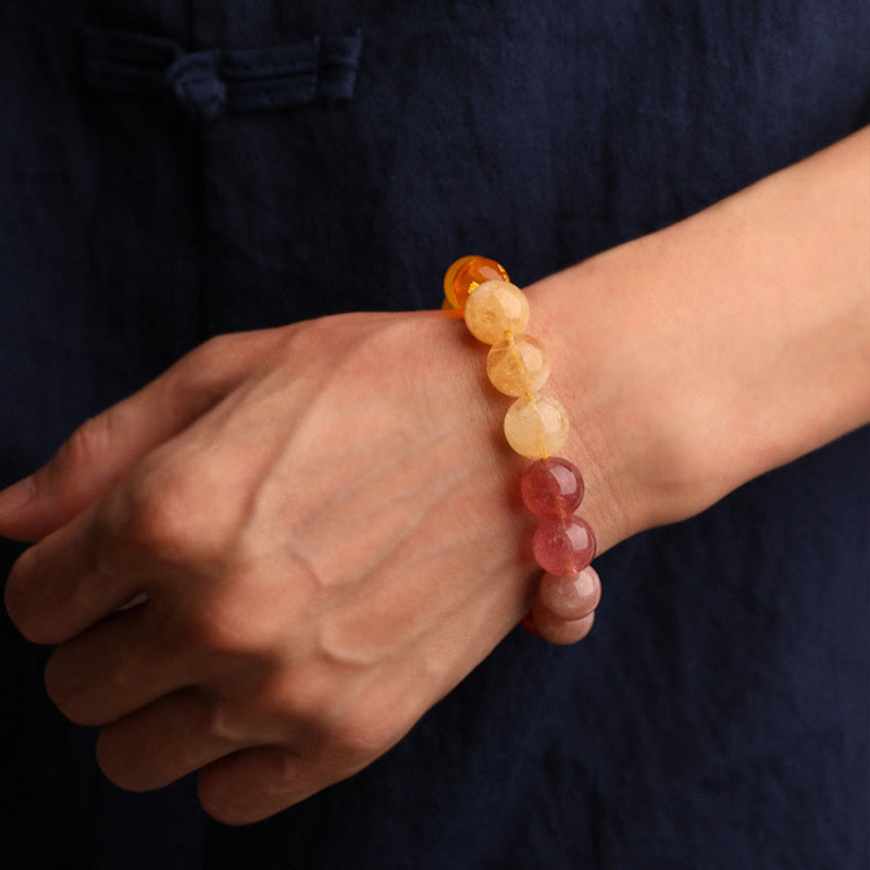 Buddha Stones Vijf Elementen Diverse Agaat Kristal Groene Aardbeikwarts Zonnesteen Armband - image 33