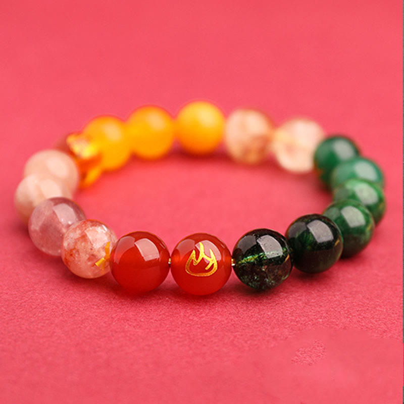 Buddha Stones Vijf Elementen Diverse Agaat Kristal Groene Aardbeikwarts Zonnesteen Armband - image 14