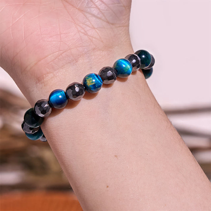 Buddha Stones Set van 2 krachtige Armband van hematiet en blauwe tijgeroog. - image 6