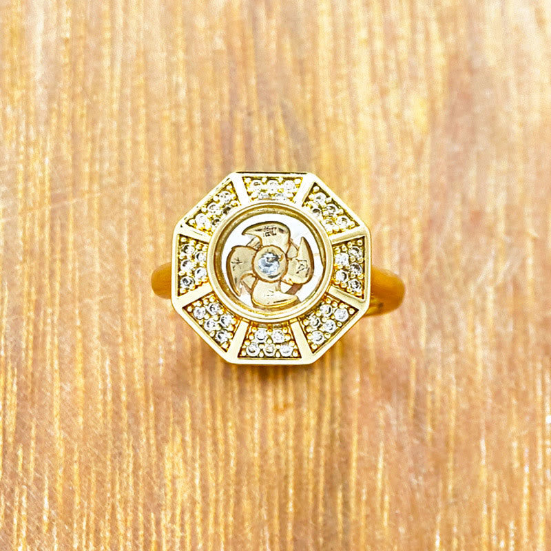 Buddha Stones Verguld koperen windmolen Feng Shui geluk en rijkdom verstelbare Ring - image 3
