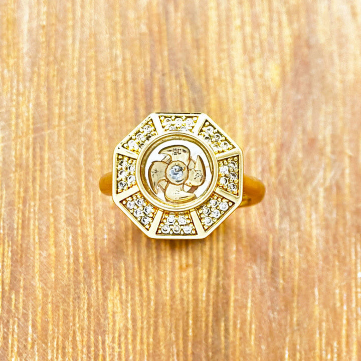 Buddha Stones Verguld koperen windmolen Feng Shui geluk en rijkdom verstelbare Ring - image 3
