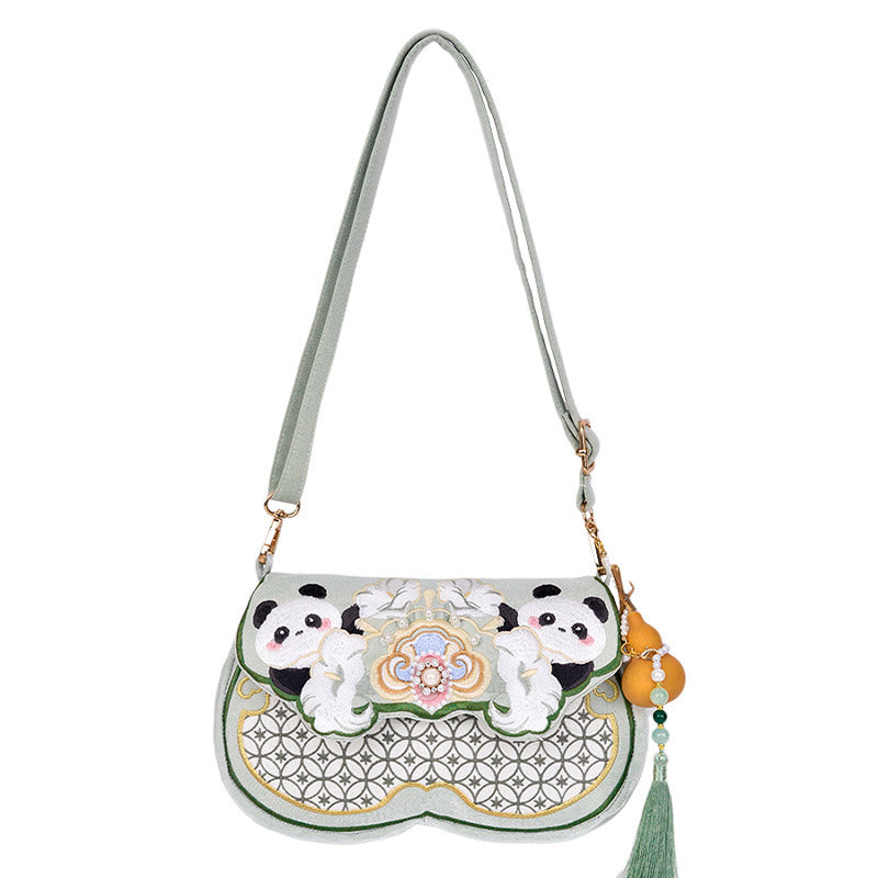 Buddha Stones Panda bloemen pompoen hanger Schoudertas Schoudertas (crossbody) - image 11