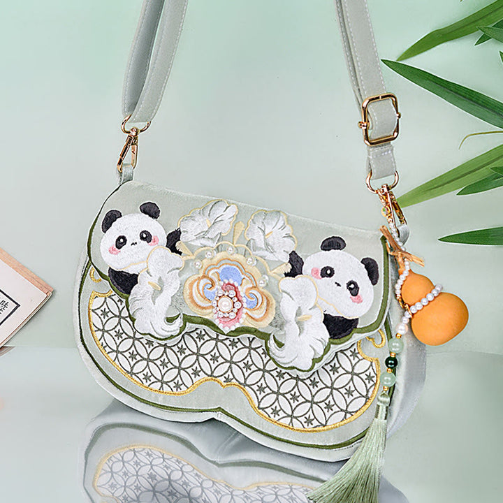 Buddha Stones Panda bloemen pompoen hanger Schoudertas Schoudertas (crossbody) - image 2