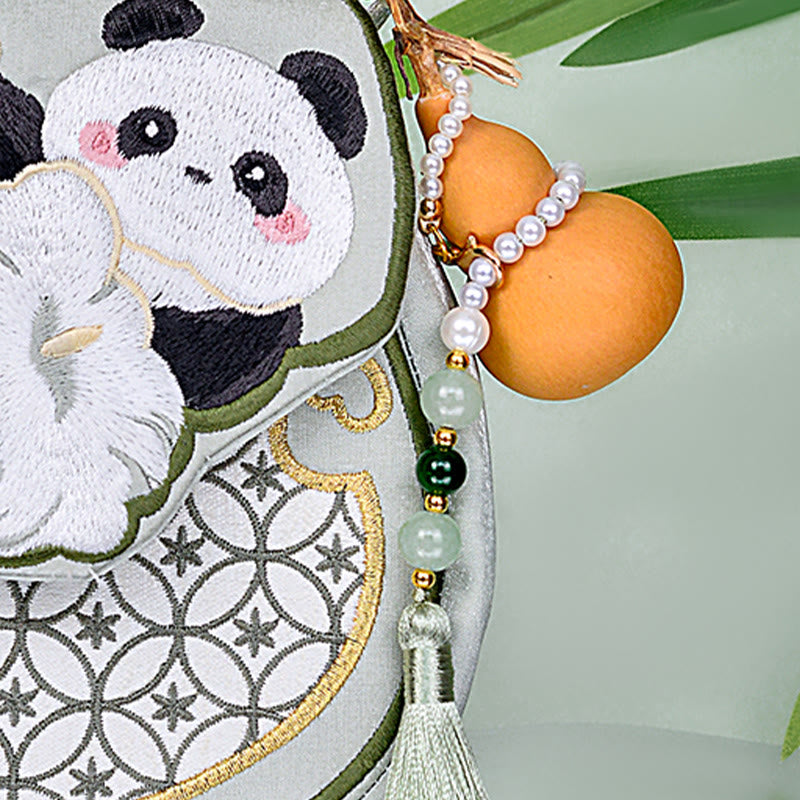 Buddha Stones Panda bloemen pompoen hanger Schoudertas Schoudertas (crossbody) - image 9