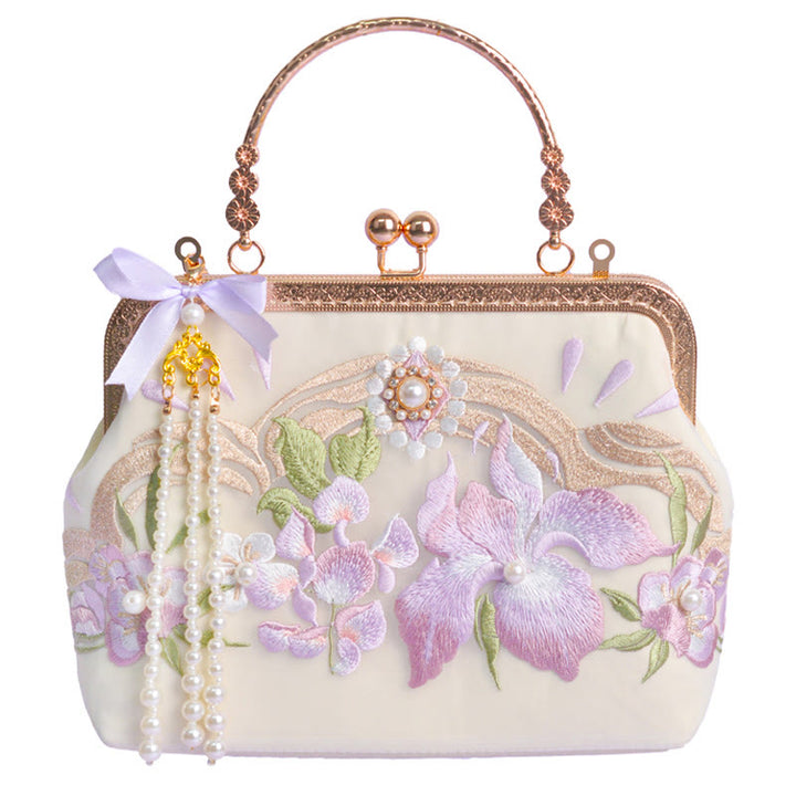 Buddha Stones Handtas met geborduurde bloemenkwast en parelketting, Schoudertas (crossbody) - image 5