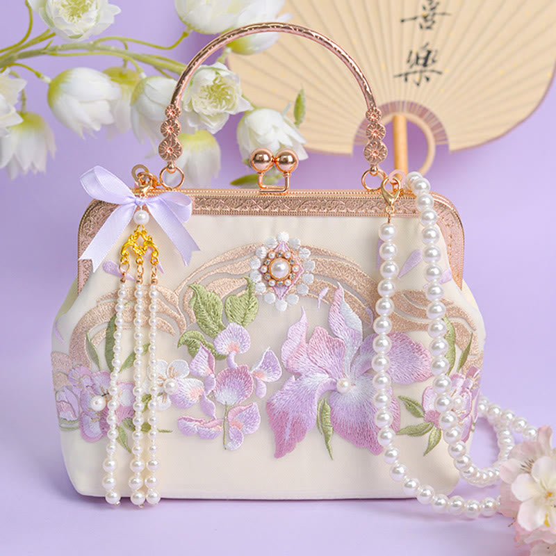Buddha Stones Handtas met geborduurde bloemenkwast en parelketting, Schoudertas (crossbody) - image 2