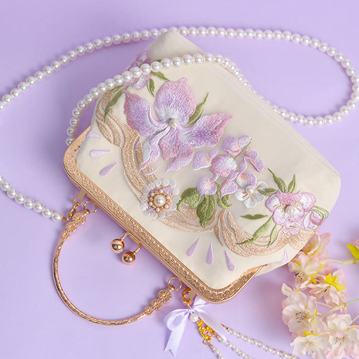 Buddha Stones Handtas met geborduurde bloemenkwast en parelketting, Schoudertas (crossbody) - image 4