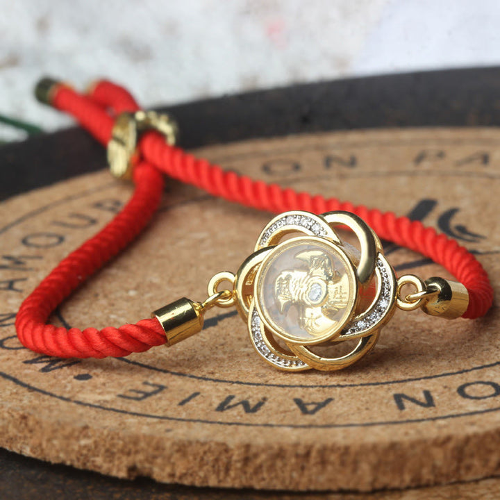 Buddha Stones Draaibare pruimrode koperen messing windmolen Feng Shui Qi Armband - image 6