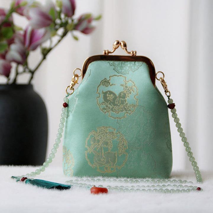 Buddha Stones Retro Chinese schoudertas met parelketting en Schoudertas (crossbody) - Middelgroot Lentegroen Konijn 14*6*18cm - image 19