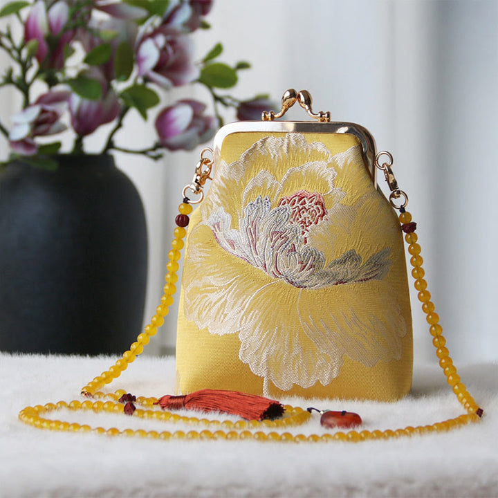 Buddha Stones Retro Chinese schoudertas met parelketting en Schoudertas (crossbody) - Gele bloem 14*6*18cm - image 26