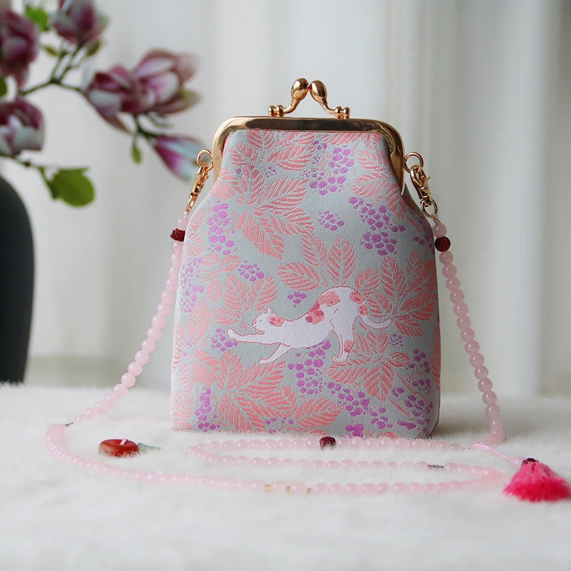Buddha Stones Retro Chinese schoudertas met parelketting en Schoudertas (crossbody) - Distelkat 14*6*18cm - image 33