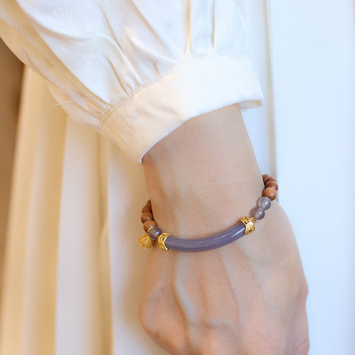 Buddha Stones Sandelhoutkleurige agaat Bangle-armband Mouwboord - image 17