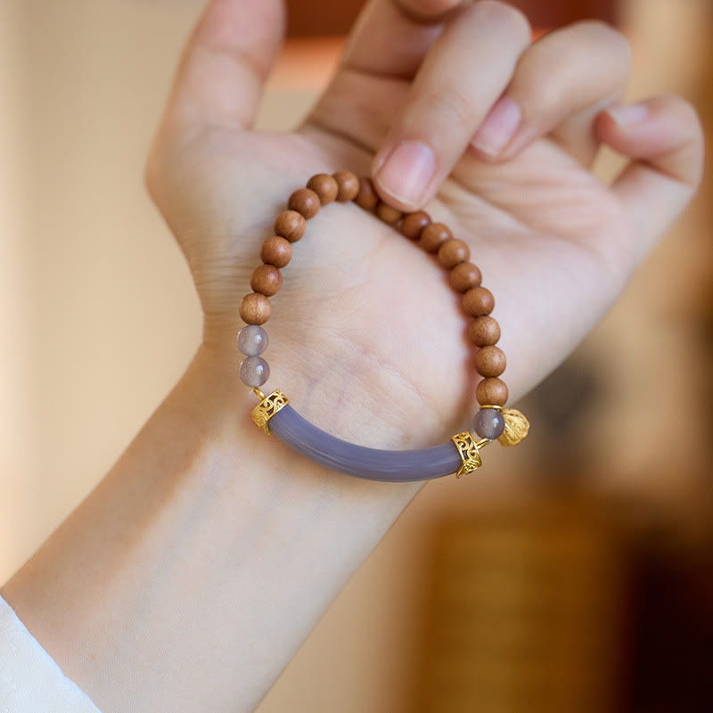 Buddha Stones Sandelhoutkleurige agaat Bangle-armband Mouwboord - image 15