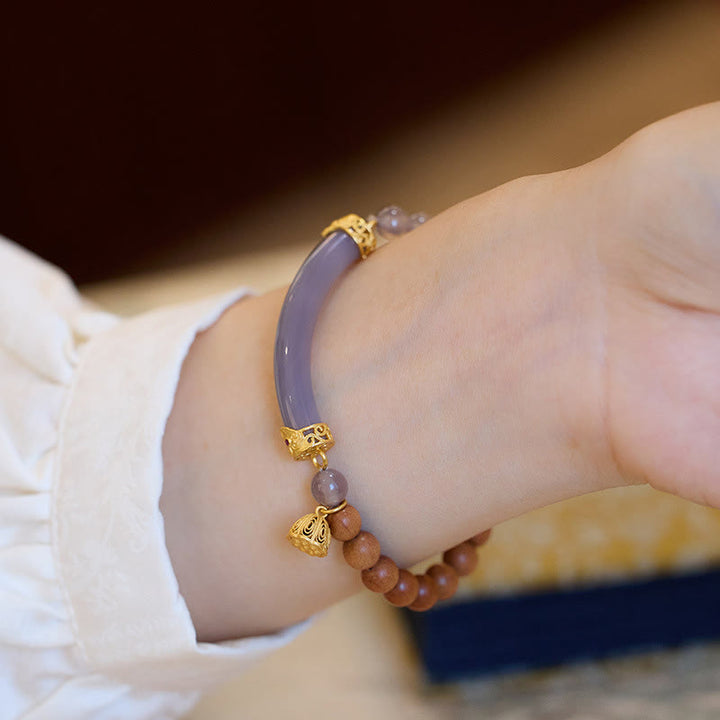 Buddha Stones Sandelhoutkleurige agaat Bangle-armband Mouwboord - image 14