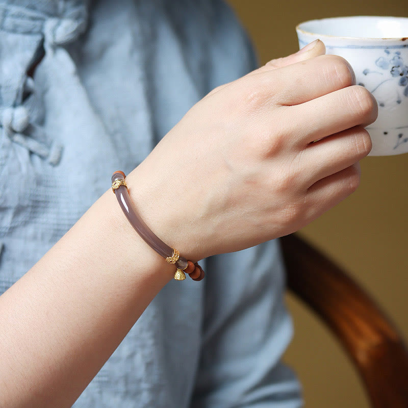 Buddha Stones Sandelhoutkleurige agaat Bangle-armband Mouwboord - image 19