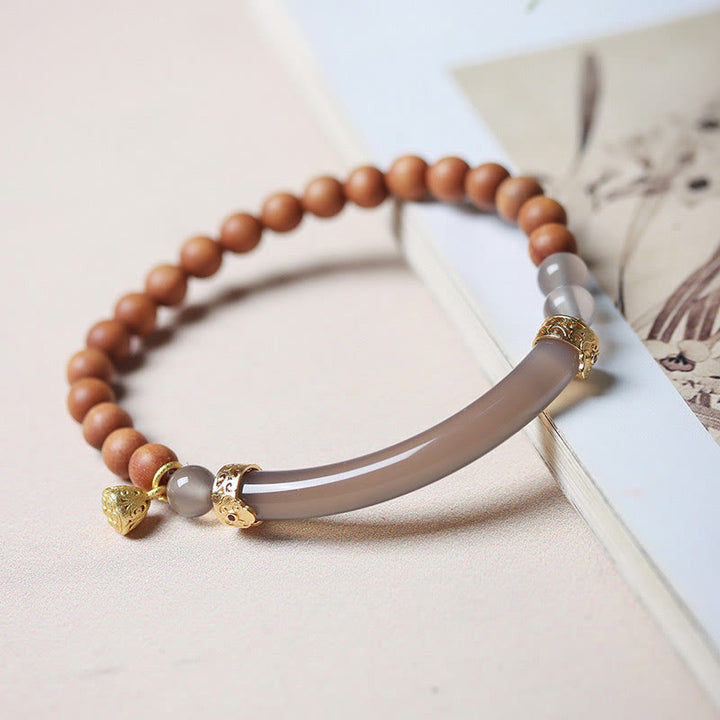 Buddha Stones Sandelhoutkleurige agaat Bangle-armband Mouwboord - Grijze agaat sandelhout (Polsomtrek: 14-16 cm) - image 0