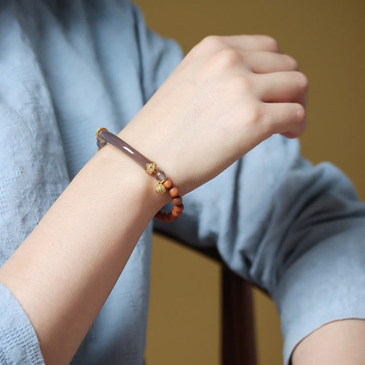 Buddha Stones Sandelhoutkleurige agaat Bangle-armband Mouwboord - image 18