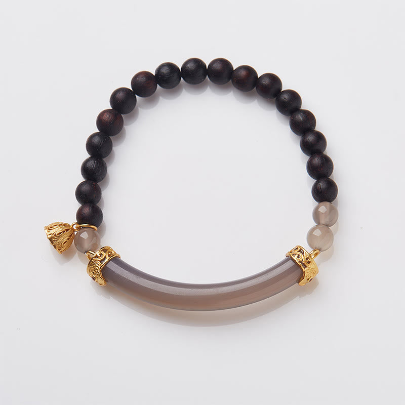 Buddha Stones Sandelhoutkleurige agaat Bangle-armband Mouwboord - Grijze agaat, zwart sandelhout (Polsomtrek: 14-16 cm) - image 21